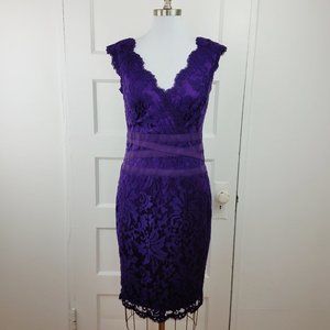 Tadashi Shoji | Purple Lace Sheath Dress Size 8